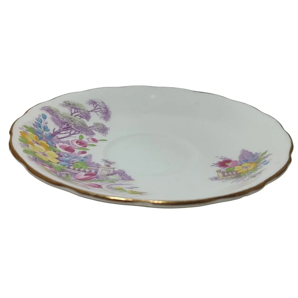 Vintage Colclough China Saucer Spring Garden Scene Bone China‎ Longton England